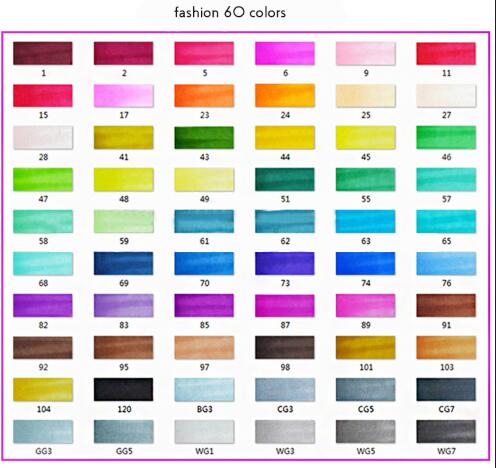 30/40/60 Colors Graphic Marker Pen Set Sketch Art Markers Double Headed Color Art Pens Paiting Pen with 4/5: fashion 60 colors