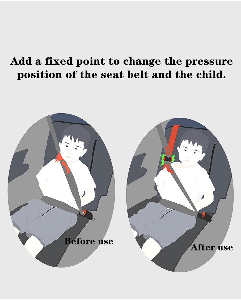 Retenedor de ajuste de cinturón de seguridad para niños, asiento de seguridad, simple y portátil, correa de sujeción de cuello anticorrea para automóvil