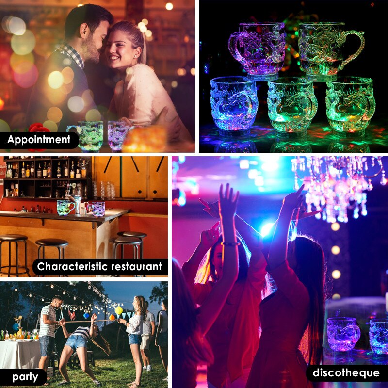 Light Up Beer Glass Whisky glass Shot Drink glass set Cup For Christmas,Party,Bar supplies set Club LED Automatic Flashing Cup