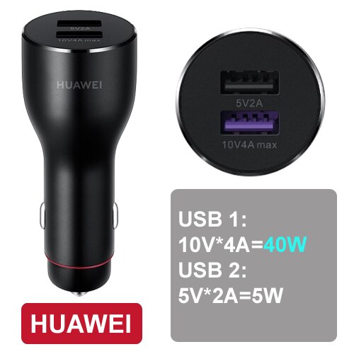 Huawei Autolader Huawei 10V 4A Max Supercharge Omvatten Type C Kabel Carcharger Voor Huawei Mate 20 Pro Honor p20: 40W Supper Charge