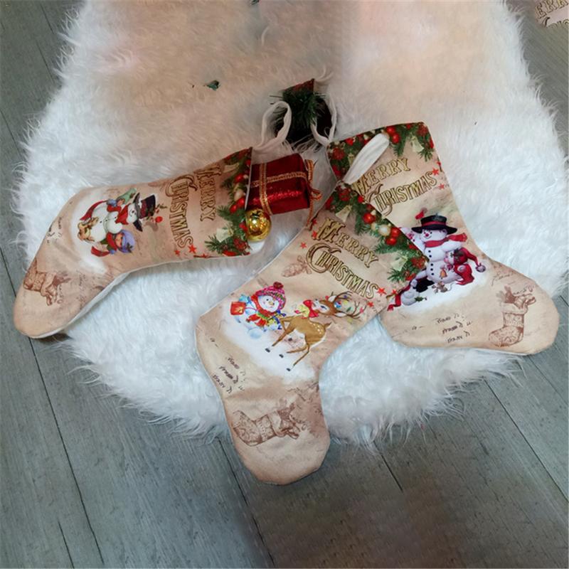 Colgante con calcetines de Navidad, adorno de tela, colgante de botas pequeñas, estampado de patrón de Navidad para , suministros de decoración del hogar, bolsa de