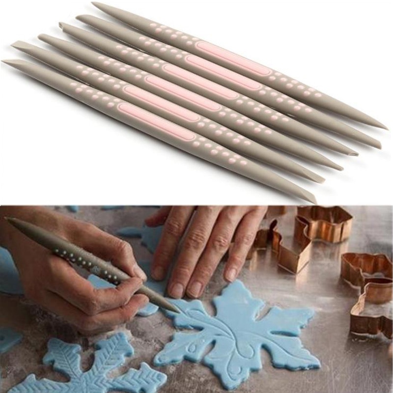 6 pcs/set Silicone Fondant Cake Decorating Flower Modelling Pen Sugarcraft Flower Modelling Tools Cake Sculpture Clay Mold