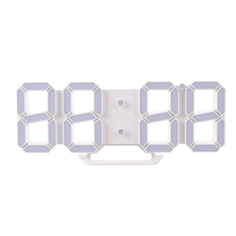 3D LED Digital Clock Wall Desk Alarm Clock USB Charging Clock for Home Office (White, Red Numbers): Default Title