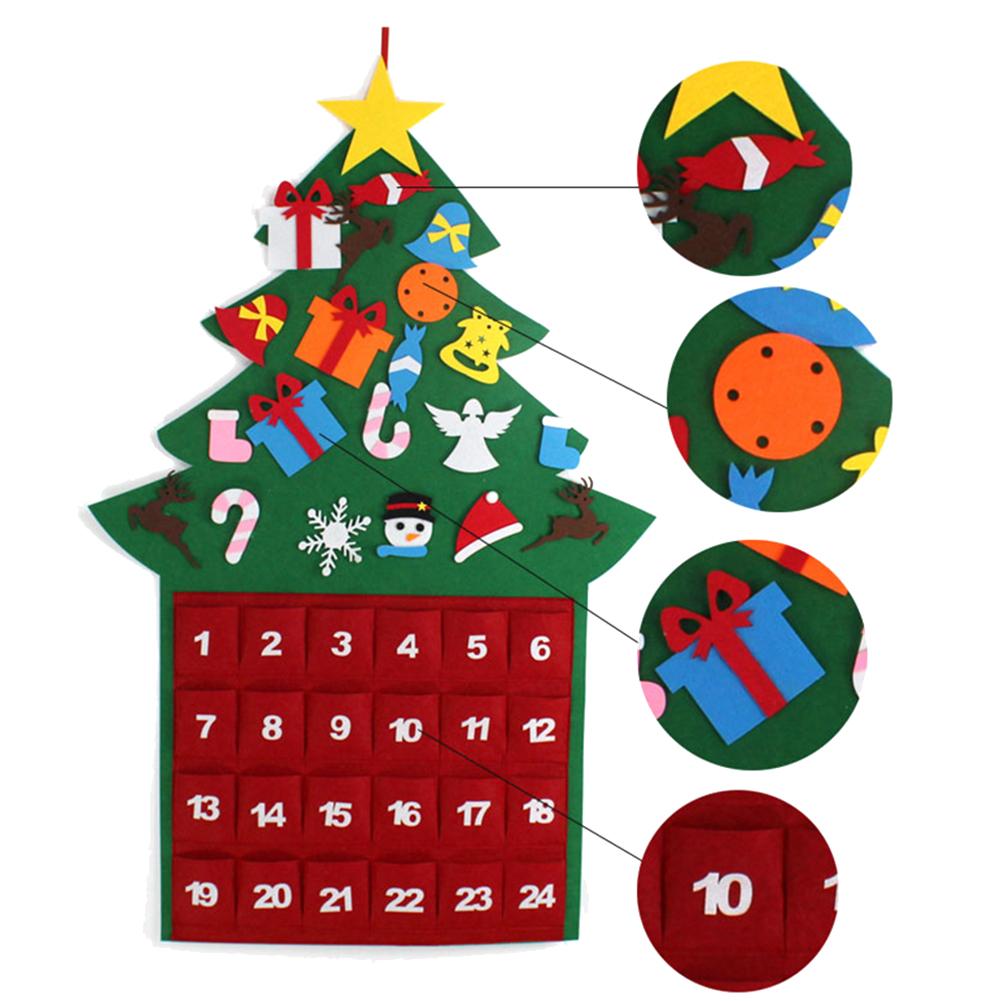 Christmas Calendar Tree Shape Countdown Advent Calendar Christmas Wall Hanging Ornament Party Christmas Decoration Home Decor