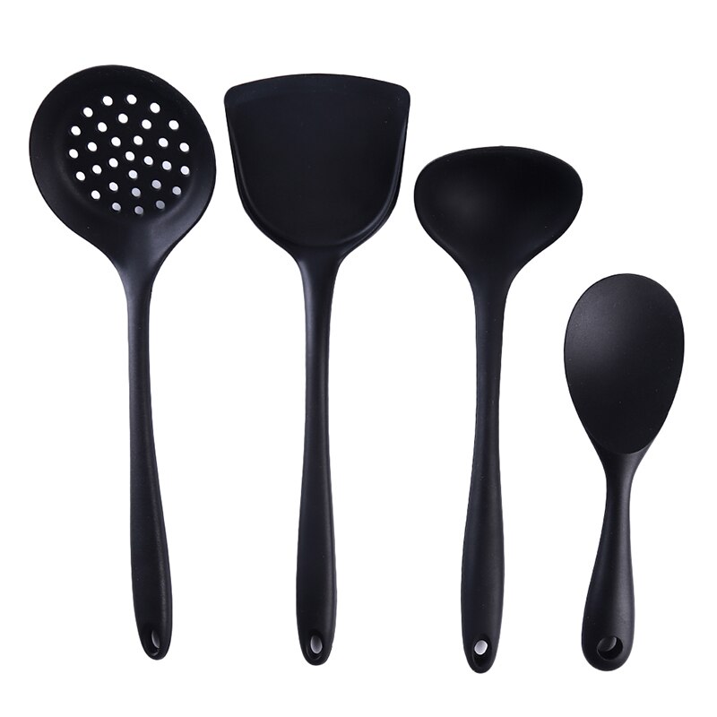 4 unids/set de cocina de silicona ecológica, utensilios de cocina, cuchara de cocina, pala, cuchara, juego de arroz, utensilios domésticos de cocina