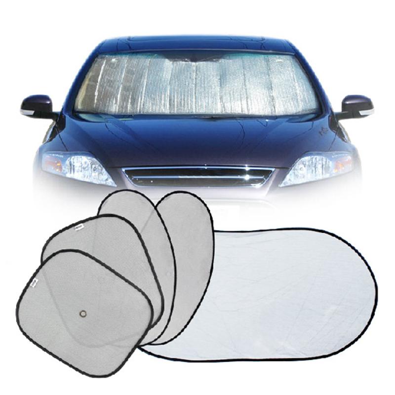 Folding Silvering Reflective Car Windshield Window Sun Shade Visor Shield Cover Suction Cup Car Sunshield Sunscreen Curtain 6Pcs