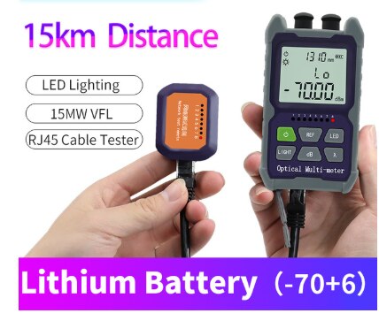 Mini 4 in 1 Optical Power Meter Visual Fault Locator Network Cable Test optical fiber tester 5km 15km 30KMVFL: 50AP-15mw  15KM