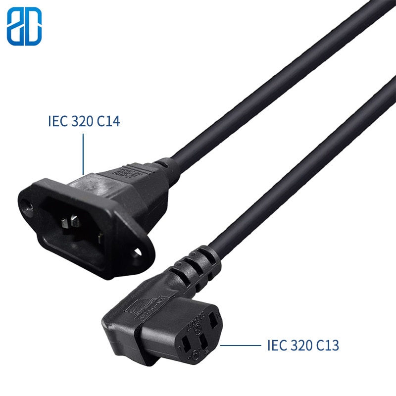 0.6M C13-C14 IEC320 C14 OM IEC320 C13 Bocht Met Oor Cover AC Power Extension Cable Cord Adapter Voor PUD /UPS 10A 250V