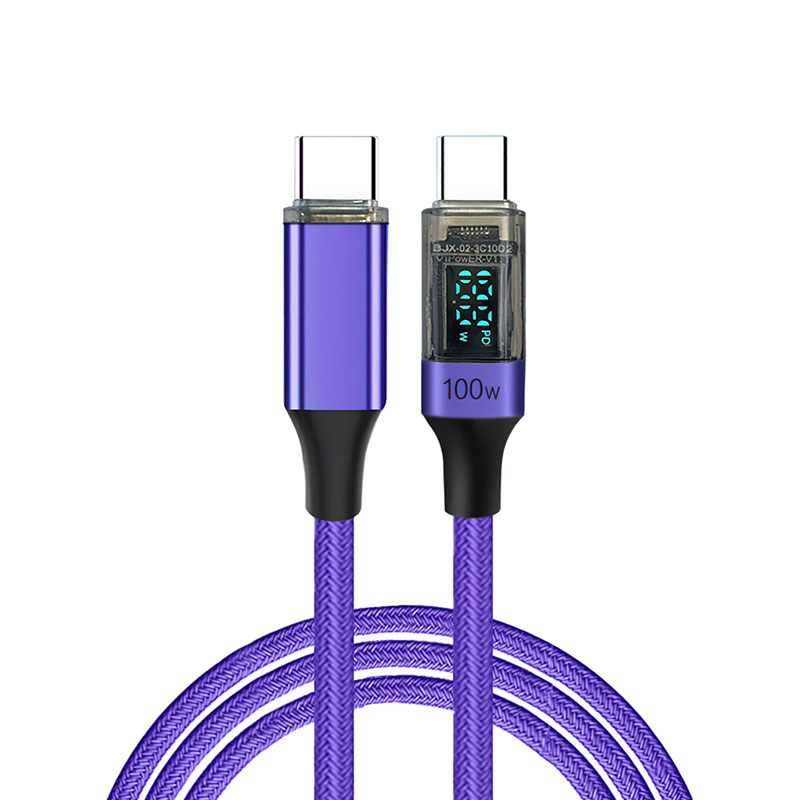 USB C Cable PD 100W Digital Display USB C to C Data Cord 0.5M/1M/2M Quick Charge Type-C Charging Line for Mobile Phone Laptop: WHITE / 1m