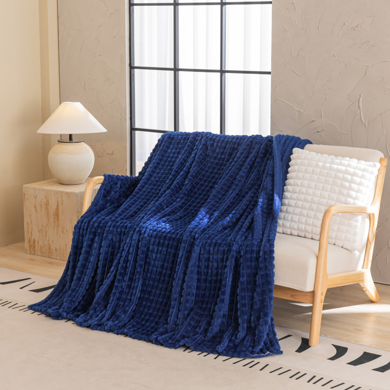 Luksuriøst jacquard taffy fleece tæppe ensfarvet multifunktionelt tæppe til sofa kontor lur aircondition