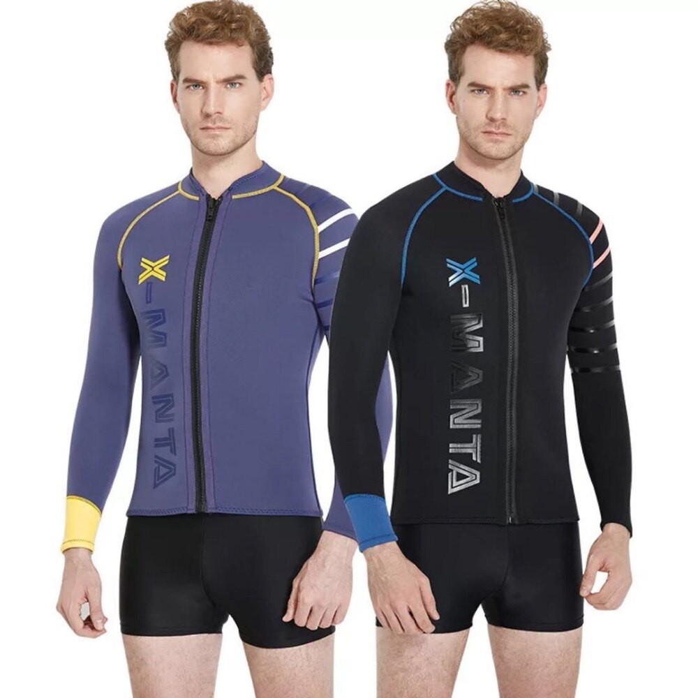 Dive & Sail 3mm Neopreen SCR Mens Wetsuits Jas, nat Pak Top Ritssluiting Zwart Lange Mouwen Dive Surfen kajakken Sutis