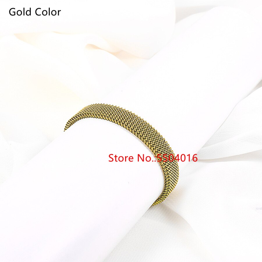 jewelry retro Adjustable Titanium Stainless Steel Women Stretch Mesh Simple style Bracelets: Gold