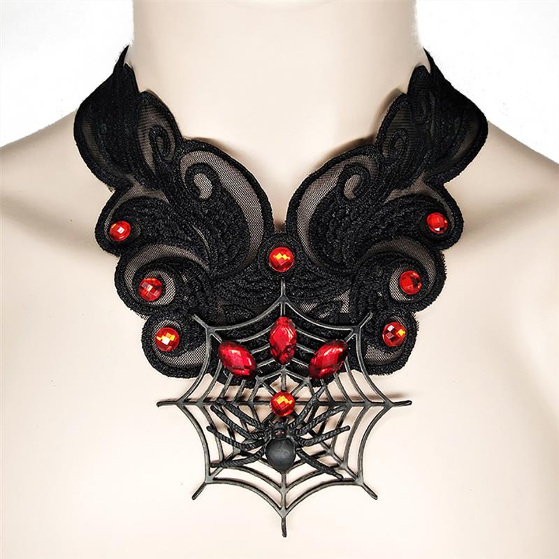 Halloween choker halskæde rhinestone spider web kraveben halskæde charme halskæde til kvinder: Type 3