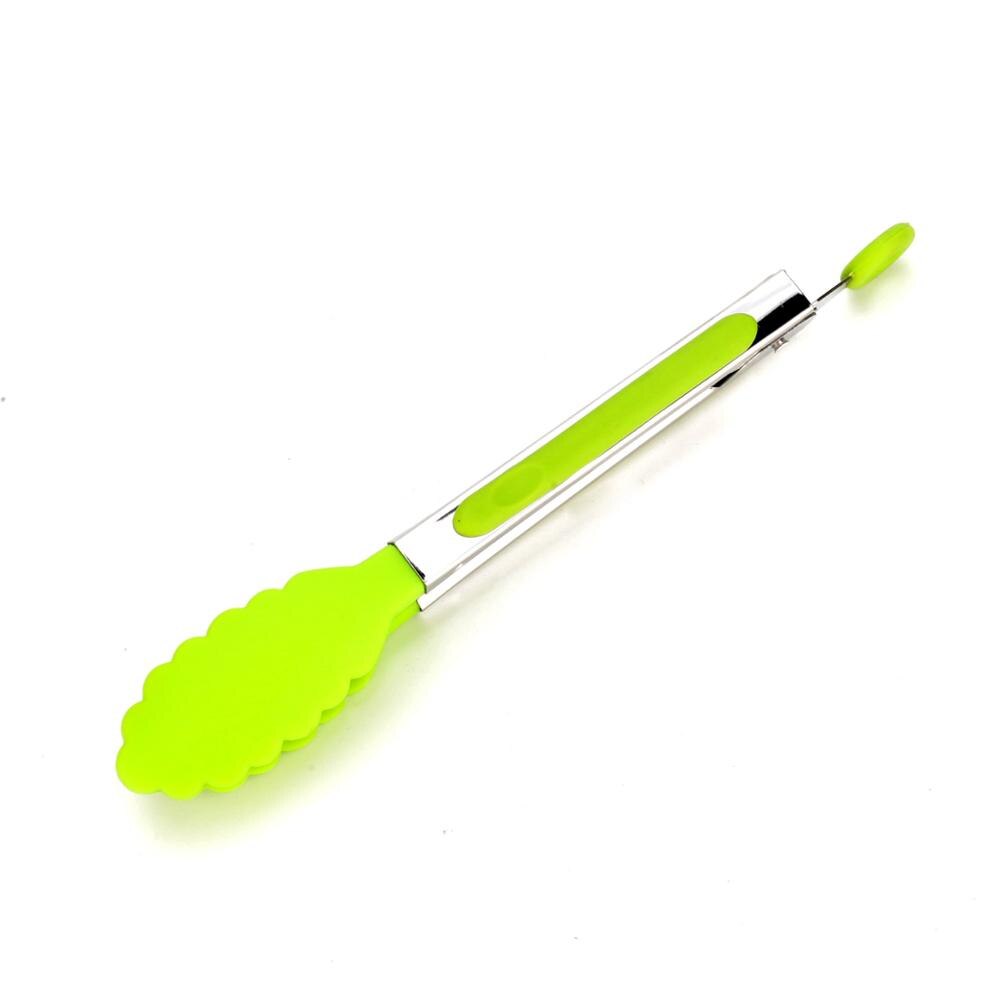 Rvs Siliconen Keuken Tang Bbq Clip Salade Brood Koken Voedsel Serveren Tang Keuken Gereedschap: Light green