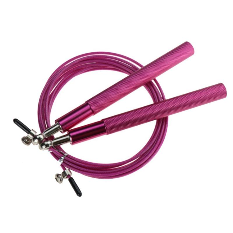 Aluminum Handle Steel Wire Jump Rope Ball Bearing Skipping Rope Steel Wire Outdoor Fitness Body Building Equipments Jump Rope: Pink