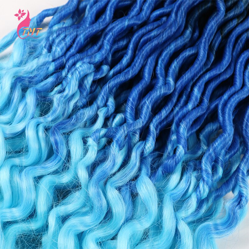 18" Faux Locs Curly Ends Crochet Hair Synthetic River Goddess Locs passion Twist Braiding Hair Extensions Faux Locs Curly Braids