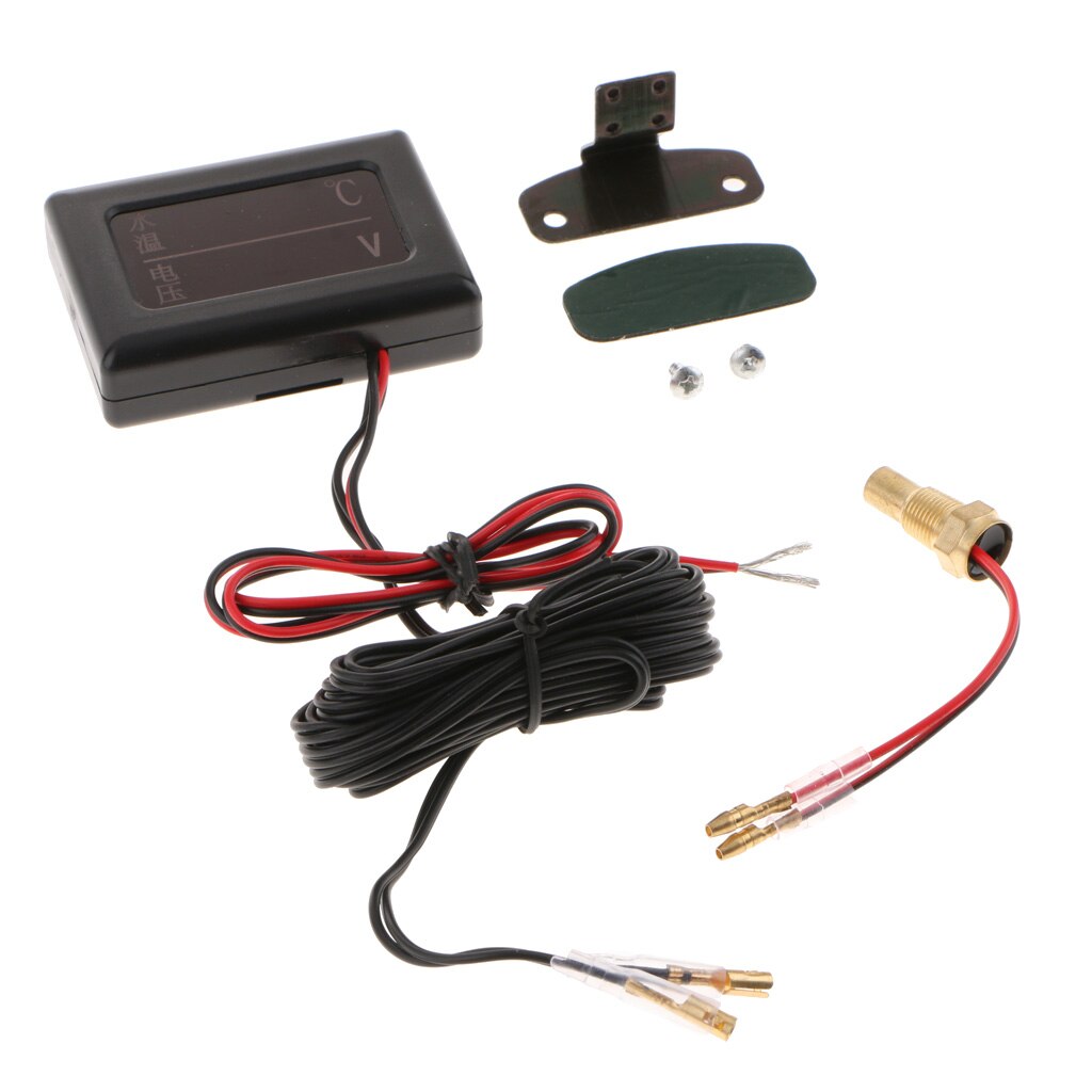 Voltmètre de voiture 12V-24V cc, jauge de température d'eau avec capteur