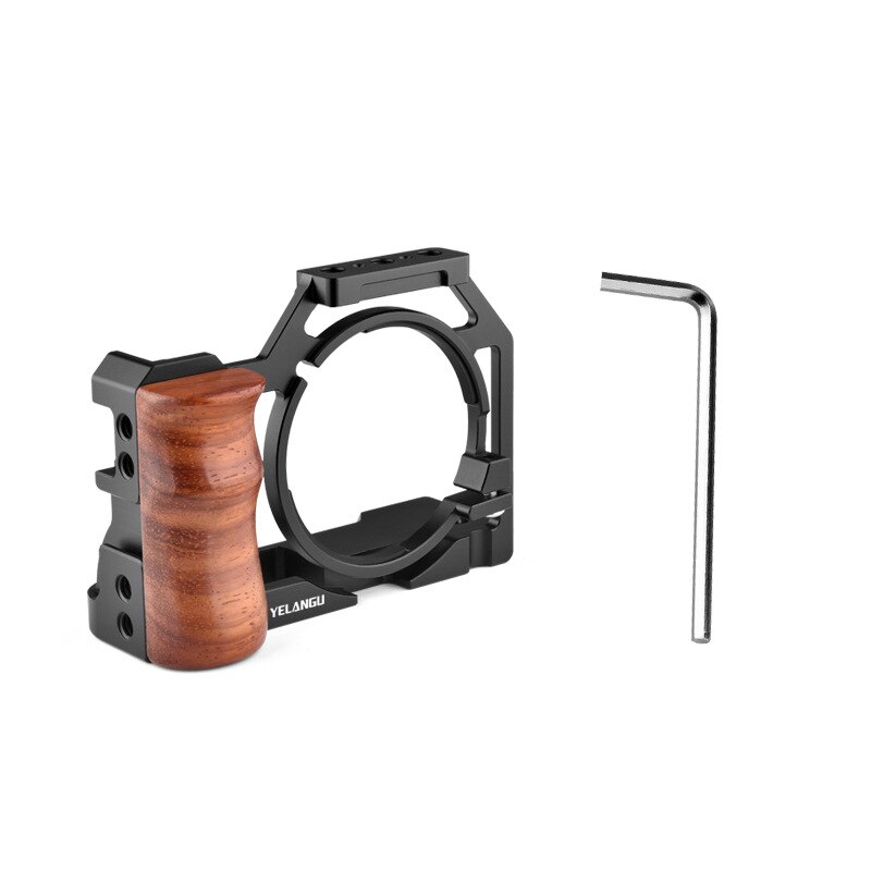 Impugnatura a gabbia ZV1 per gabbia per fotocamera Sony ZV1 con impugnatura laterale in legno scarpa fredda 1/4 &quot;foro per vite per microfono treppiede a LED: Cage Only