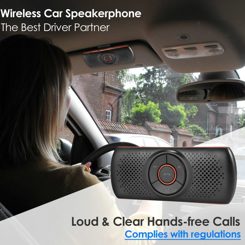 Bil bluetooth 4.2 bilhøjttalertelefon stereo musikmodtager afspiller lydforbedret bas / indbygget mikrofon / tf-kortspiller aux håndfri