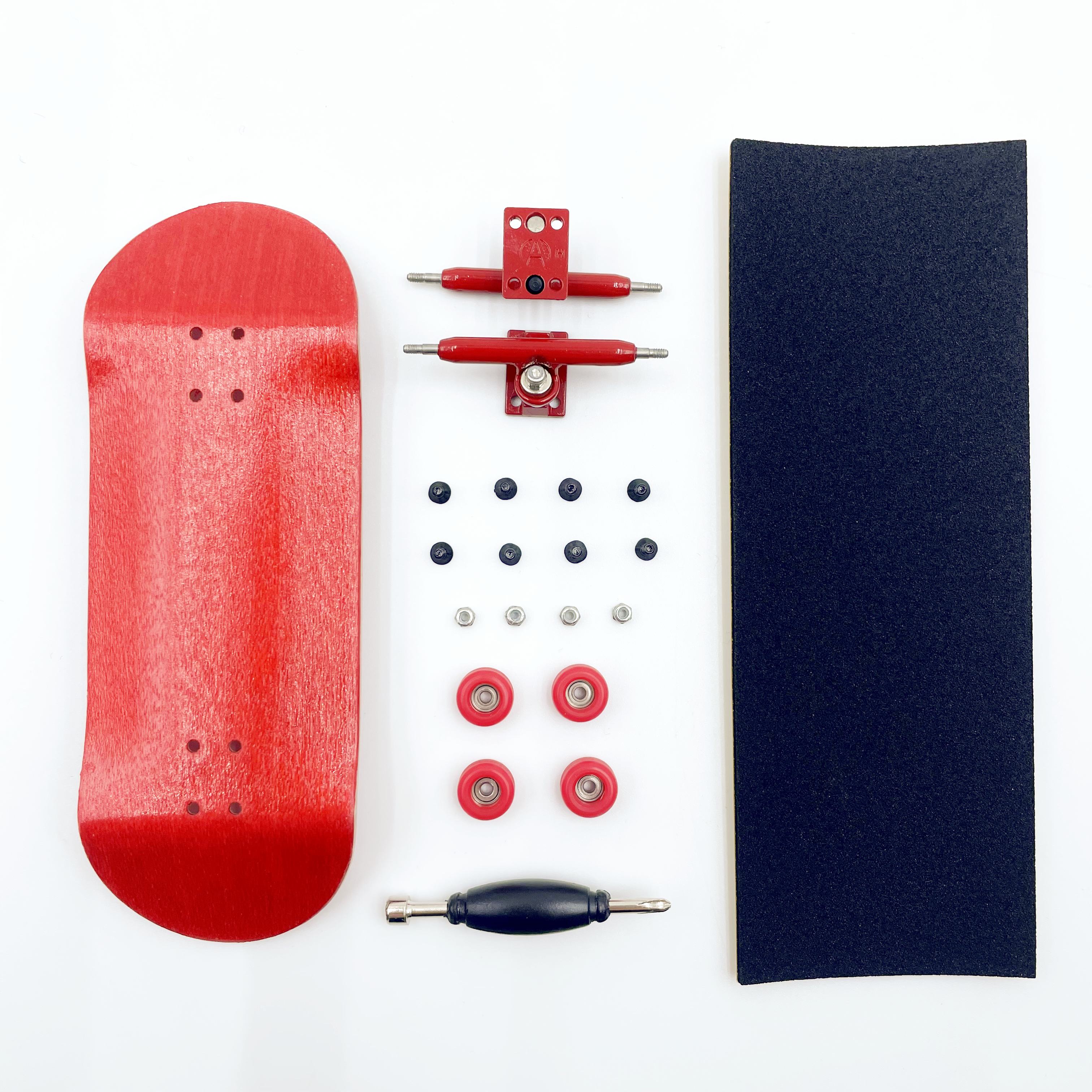 34mm Complete Fingerboard Handmade Deck Single Axle Truck CNC Bearing Wheels: Red