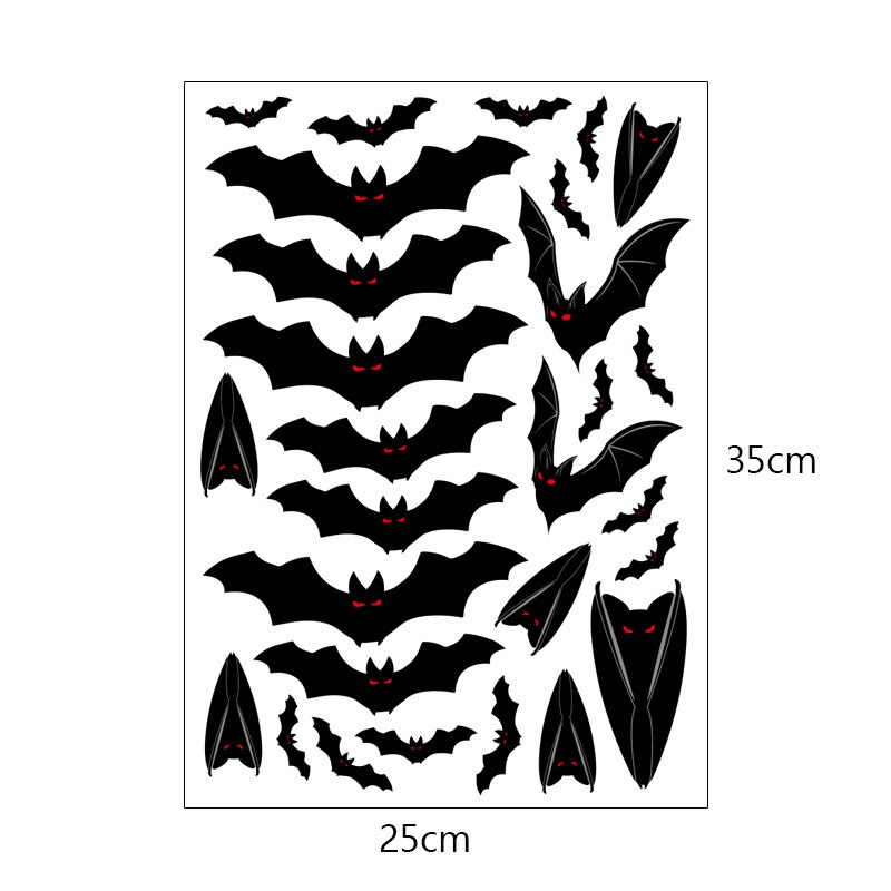 Halloween Spider Stickers Removable Bat Decal Wall Sticker For Window Background Home Office Theme Party Supples Decoration: D