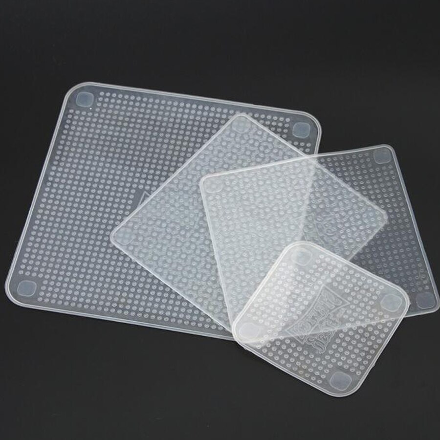 KHGDNOR 4 Pcs Kitchen Clear Wrap Seal Cover Transparent Reusable Food Wraps Food Fresh Keeping Saran Wrap Three Sizes