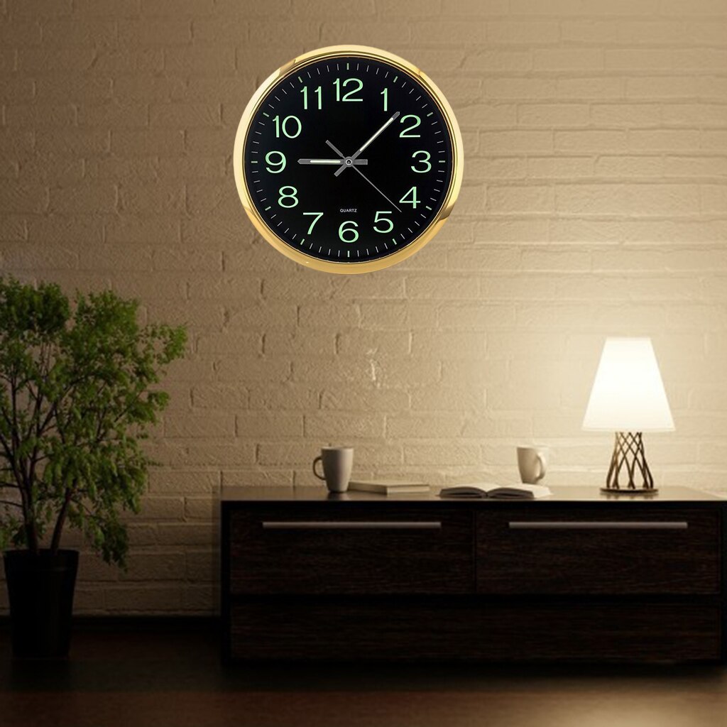 Grande horloge murale lumineuse moderne de 12 pouces, avec veilleuse, décor sans tic-tac