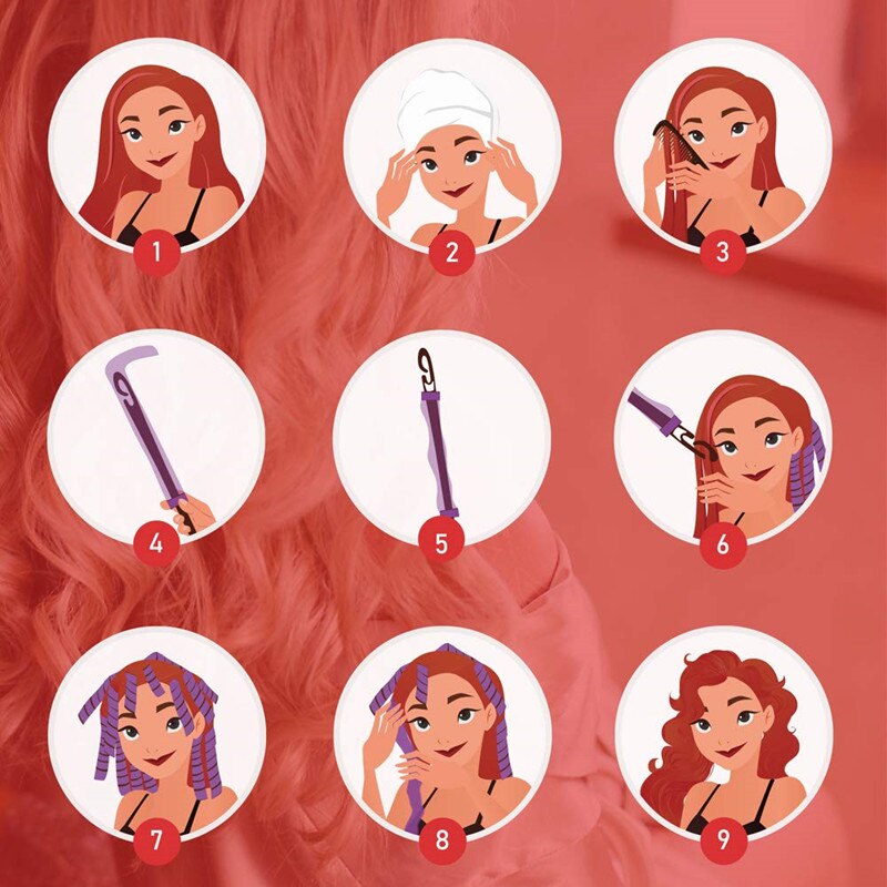 Bigodini morbidi dei bigodini dei capelli per le donne onde senza spirale di calore riccioli rotondi 6 diverso dimensioni 18 pz/impostato