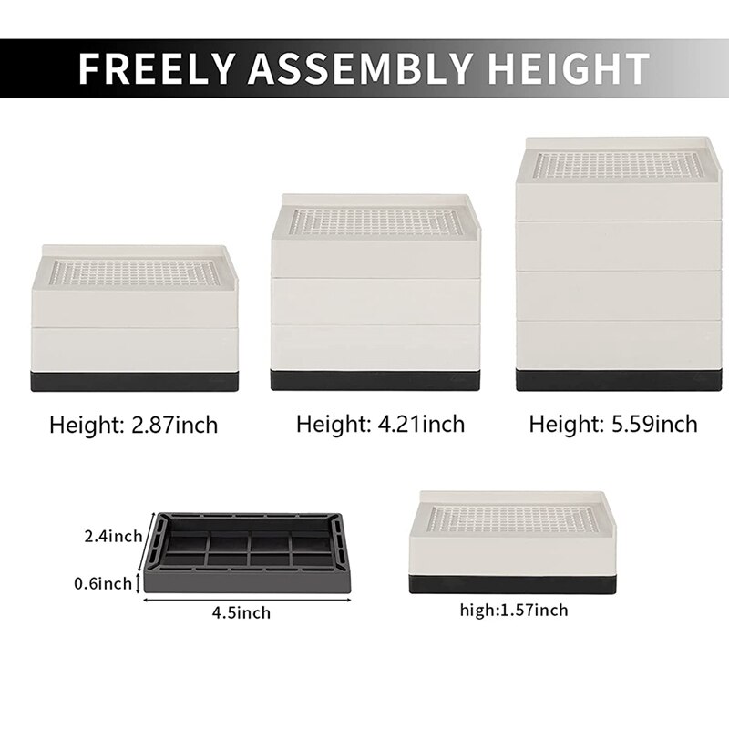 4Pcs Bed Furniture Risers 3 Inch Heavy Duty Adjust... – Grandado