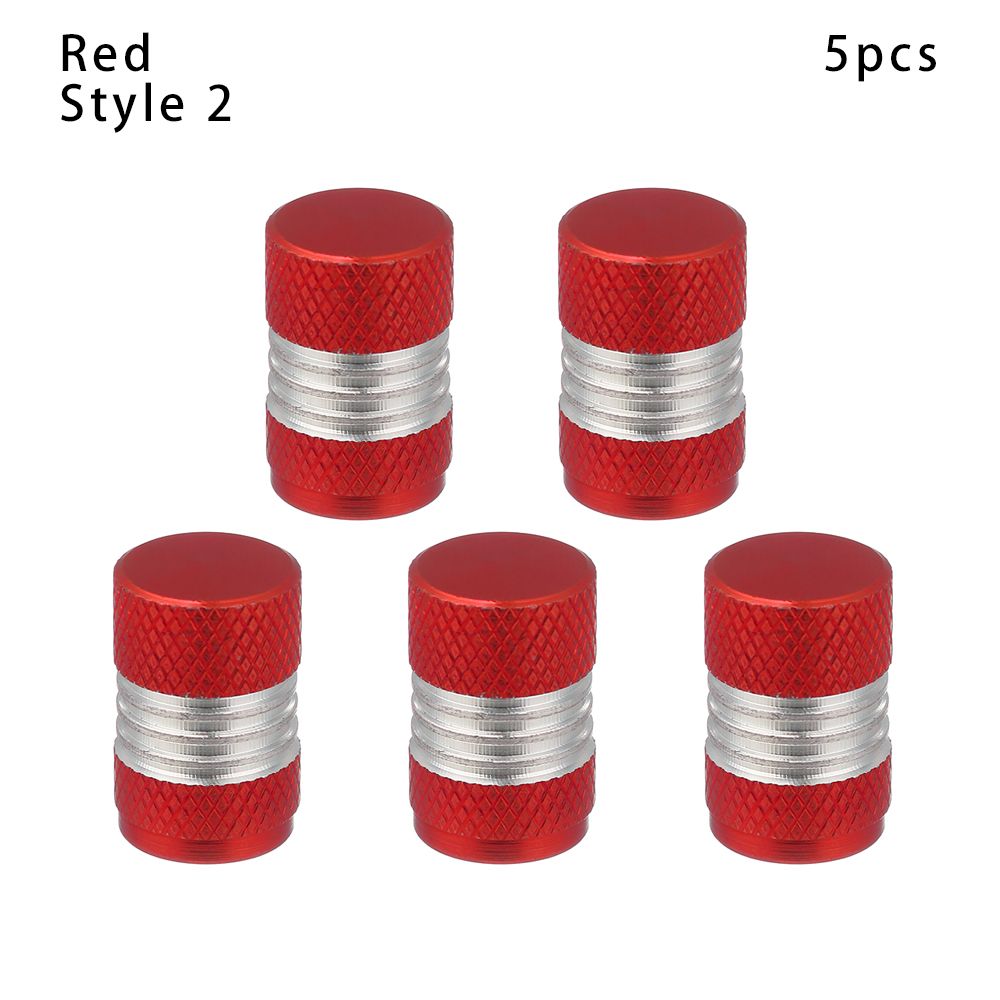 5pcs Universal Bike Valve Caps Dustproof Aluminum Alloy Schrader Valve Caps Motorcycles Trucks Cars Bikes: Red-Style 2
