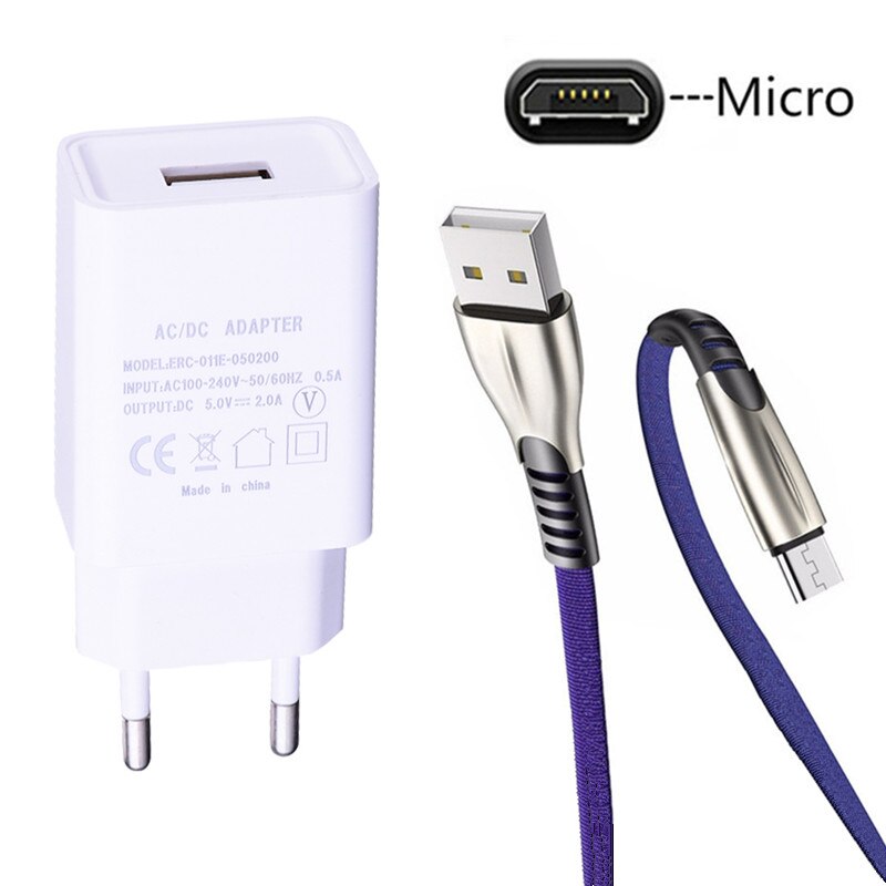 3a micro usb-kabel snellader android mobiele telefoon micro usb oplaadkabel datakabel opladen voor samsung  s7 edge xiaomi redmi note 5: Blauwe kabel van de oplader
