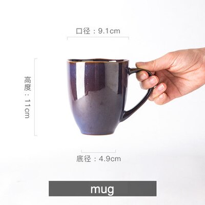 Household bowl and plate combination set simple retro ceramic tableware noodle salad bowl Steak cake dessert plates: mug