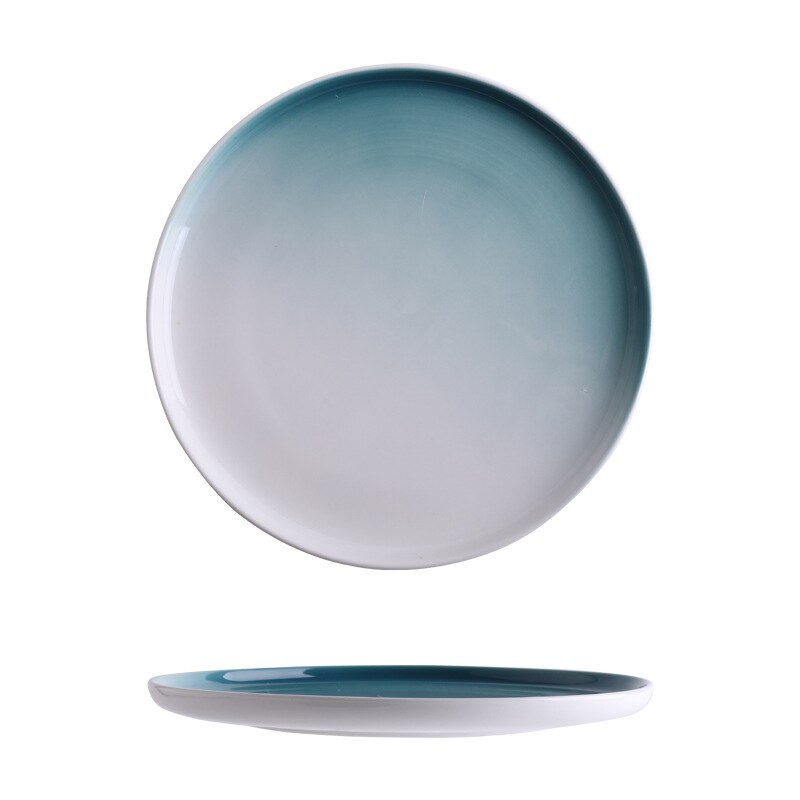Gradient Two-color Western Steak Ceramic Plate Household Porcelain Large Dishes Nordic Restaurant Chinaware Dessert Tableware