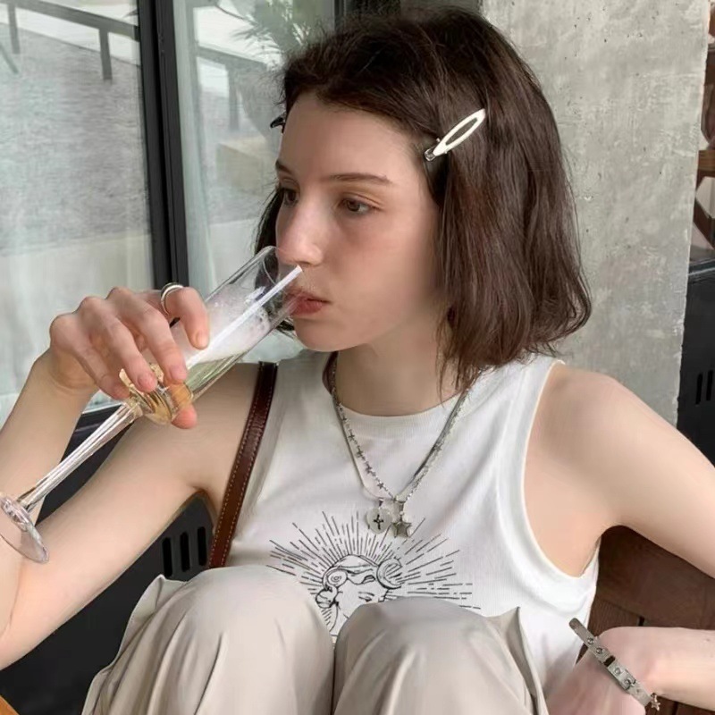 24 unids/set Y2K horquillas de Metal plateado para mujeres niñas Clip de pelo de estrella múltiples estilos Clip de pico de pato sin costuras accesorios para el cabello para niñas