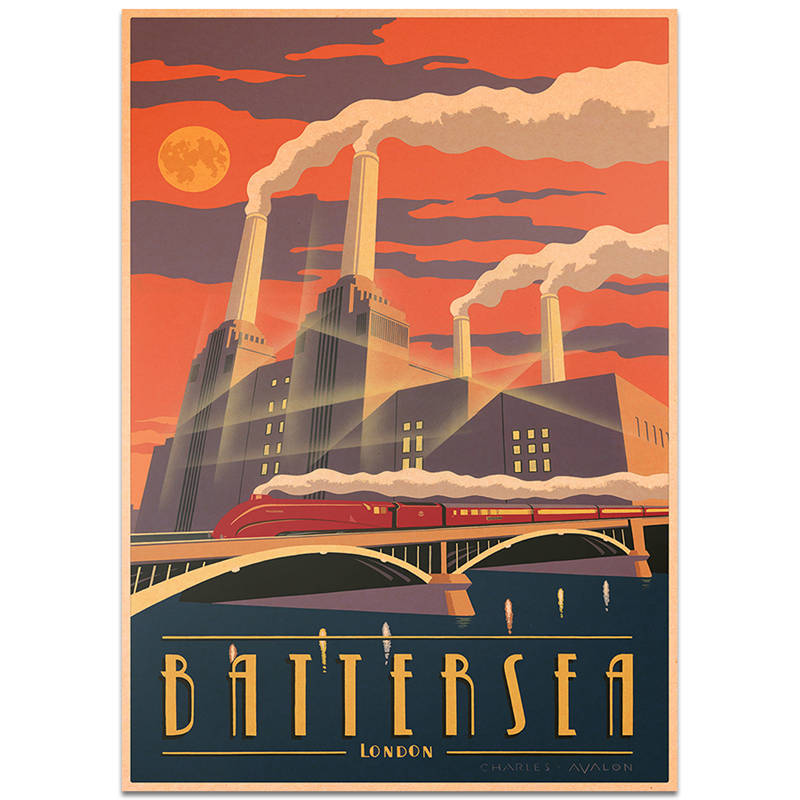 London city rejseplakat håndmalet turistattraktioner vintage kraftpapir pub cafe soveværelse boligindretning wallsticker 42 x 30cm: Tcity 147