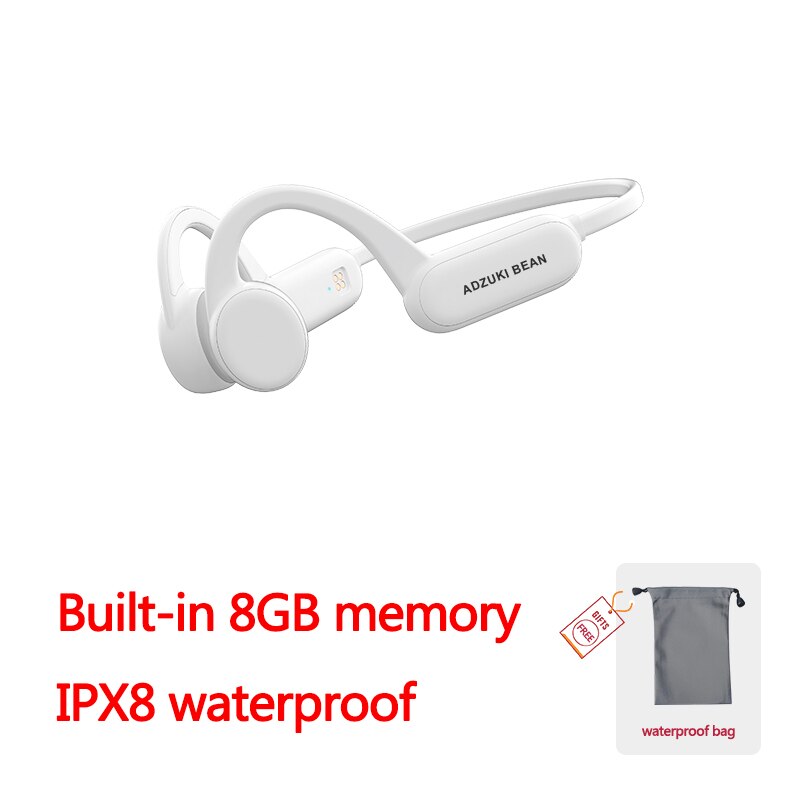 Knochen Leitung Bluetooth Kopfhörer Schwimmen IPX8 Kopfhörer Mit Mic Drahtlose Sport IPX4 Wasserdichte Kopfhörer für Iphone Xiaomi: Weiß 8g sd ipx8