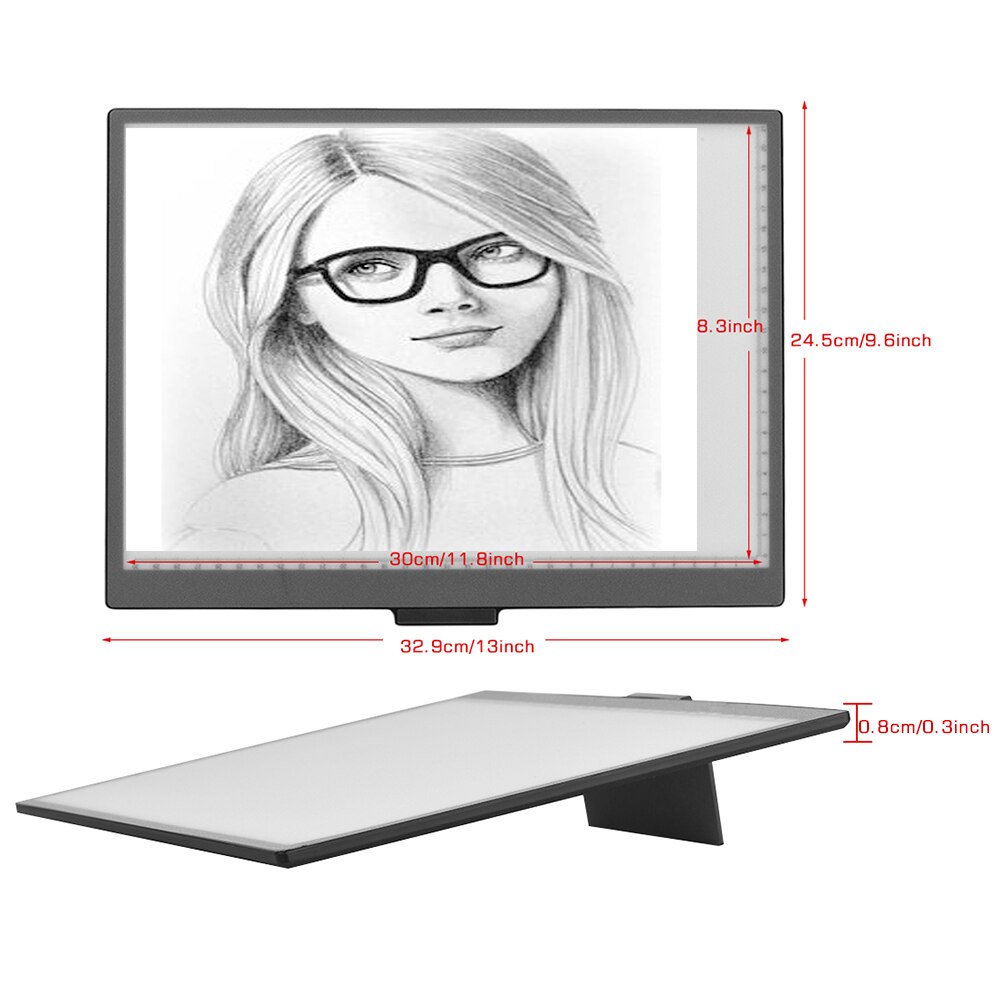A4 Light Box LED Art craft Tracing Light 10 Level Adjustable Brightness Step-less Dimming Eye-protecting Pad USB Powered