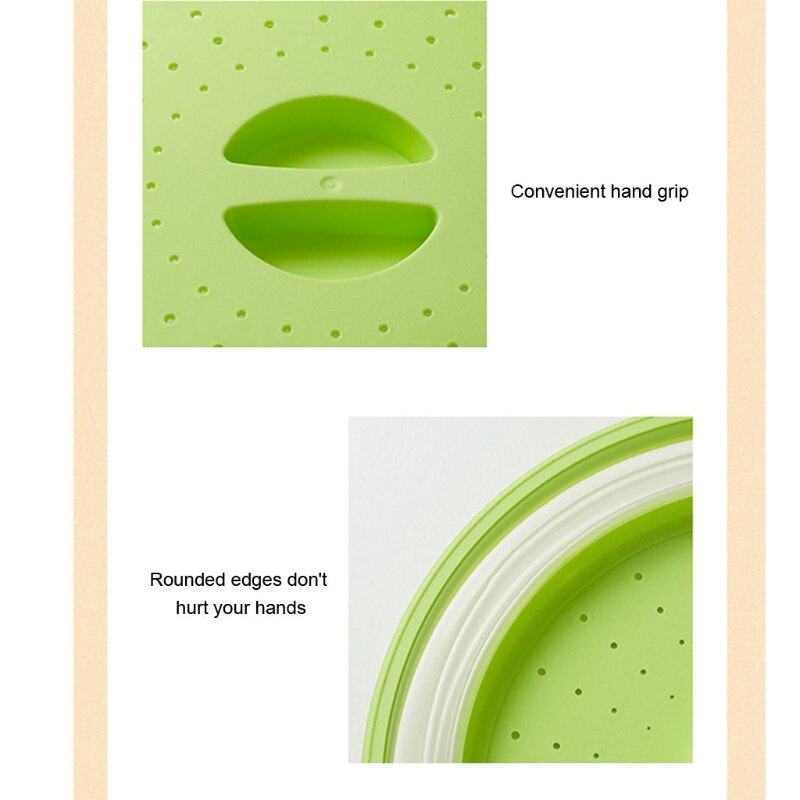 Vented Collapsible Microwave Lid Splatter Proof Food Plate Cover Easy Grip Handle Vapor Holes Dishwasher Safe BPA-Free