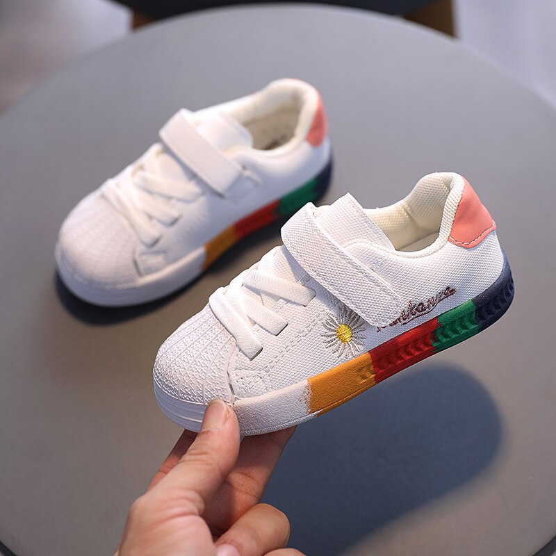 Baby Schoenen Peuter Meisjes Jongens Sport Schoenen Voor Kinderen Meisjes Baby Flats Kids Sneakers Casual Regenboog Bodem Baby Zachte Schoenen: Pink / 25