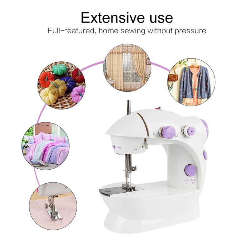 Mini Sewing Machine Foot Pedal 2-Speed Double Thread Portable Electric Household Multifunction Sewing Machin With Light Cutter