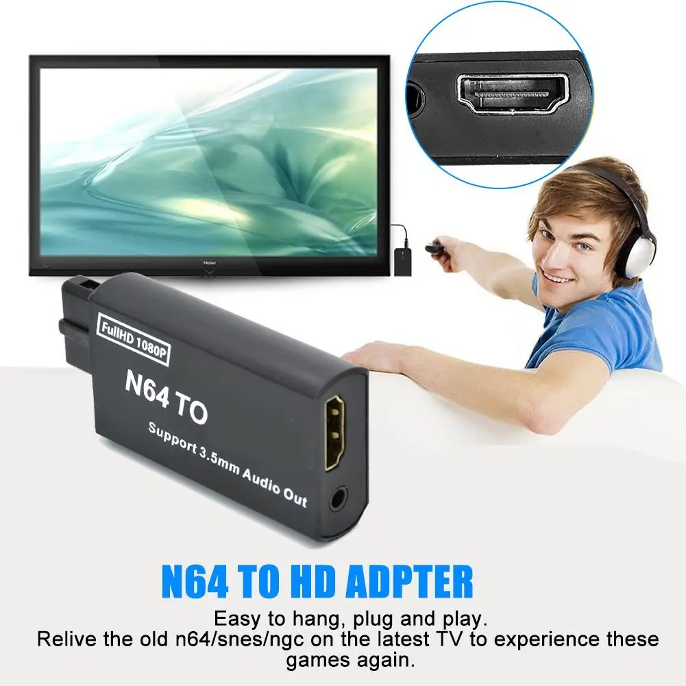 Adaptador de vídeo de para consola Gamecube N64 a HDMI, Cable convertidor adaptador compatible para N64/SNES/NGC