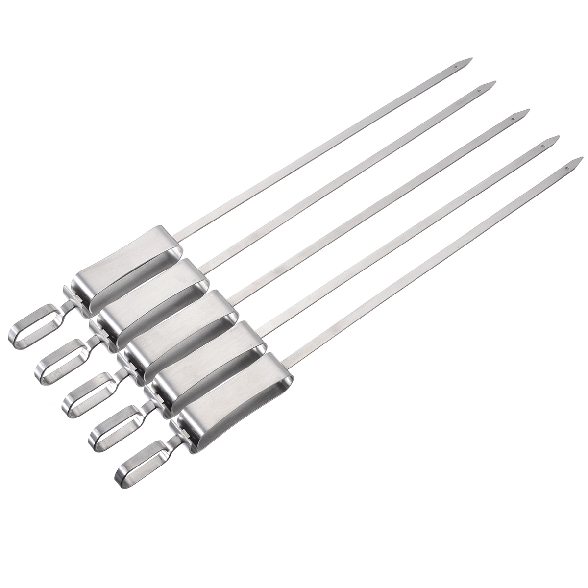 5 uds. De acero inoxidable Pin de barbacoa plana para Kebab Tandoori General barbacoa necesita pinchos al aire libre barbacoa parrilla herramientas tenedores