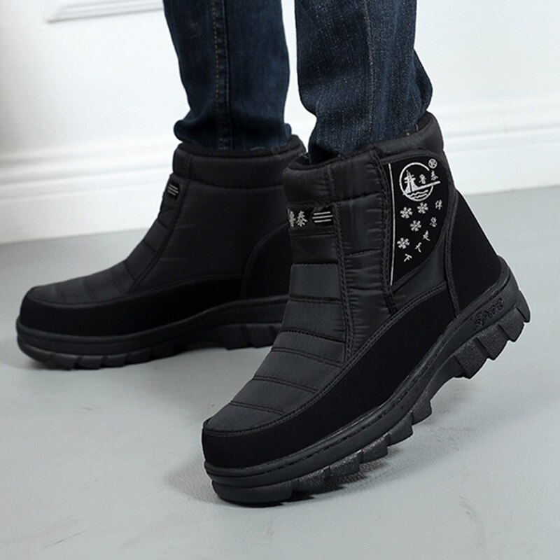 Botas de nieve cálidas para hombre, zapatos de algodón y Goma, informales, para exterior, invierno, 2022
