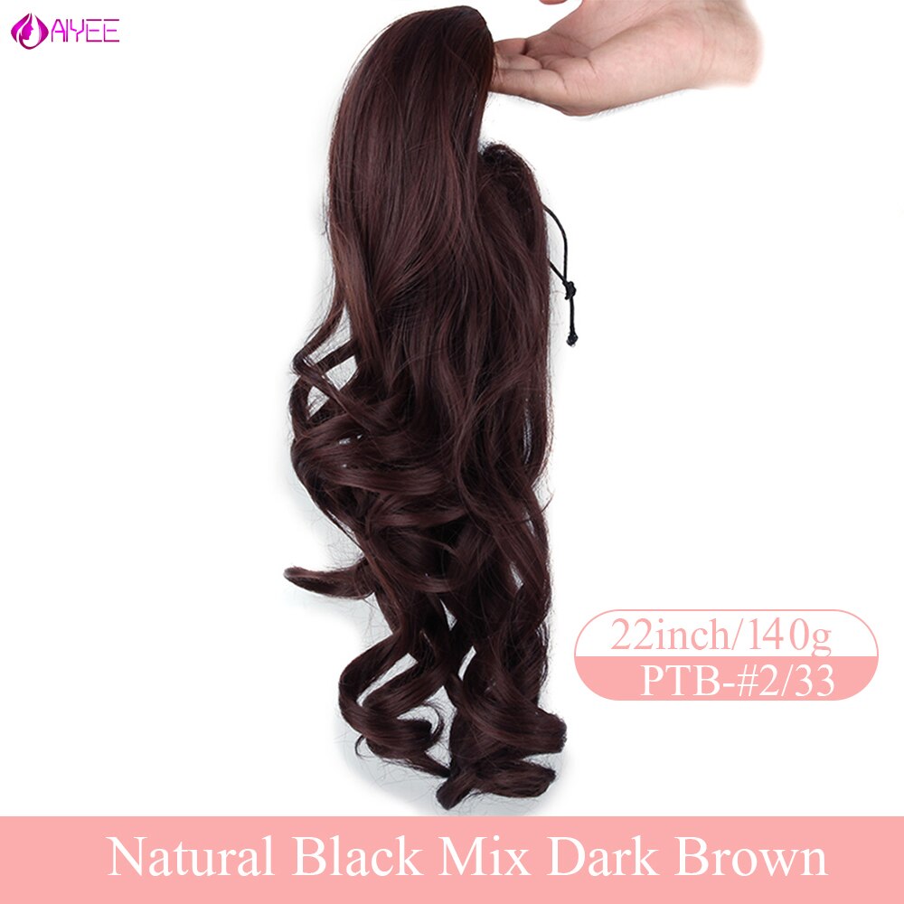 AIYEE Clip in Hair Extensions 55cm,22" Pony Tail Horsetail Synthetic Hairpieces Ponytail Drawstring Straight Ribbon Ponytails: T27/30/4