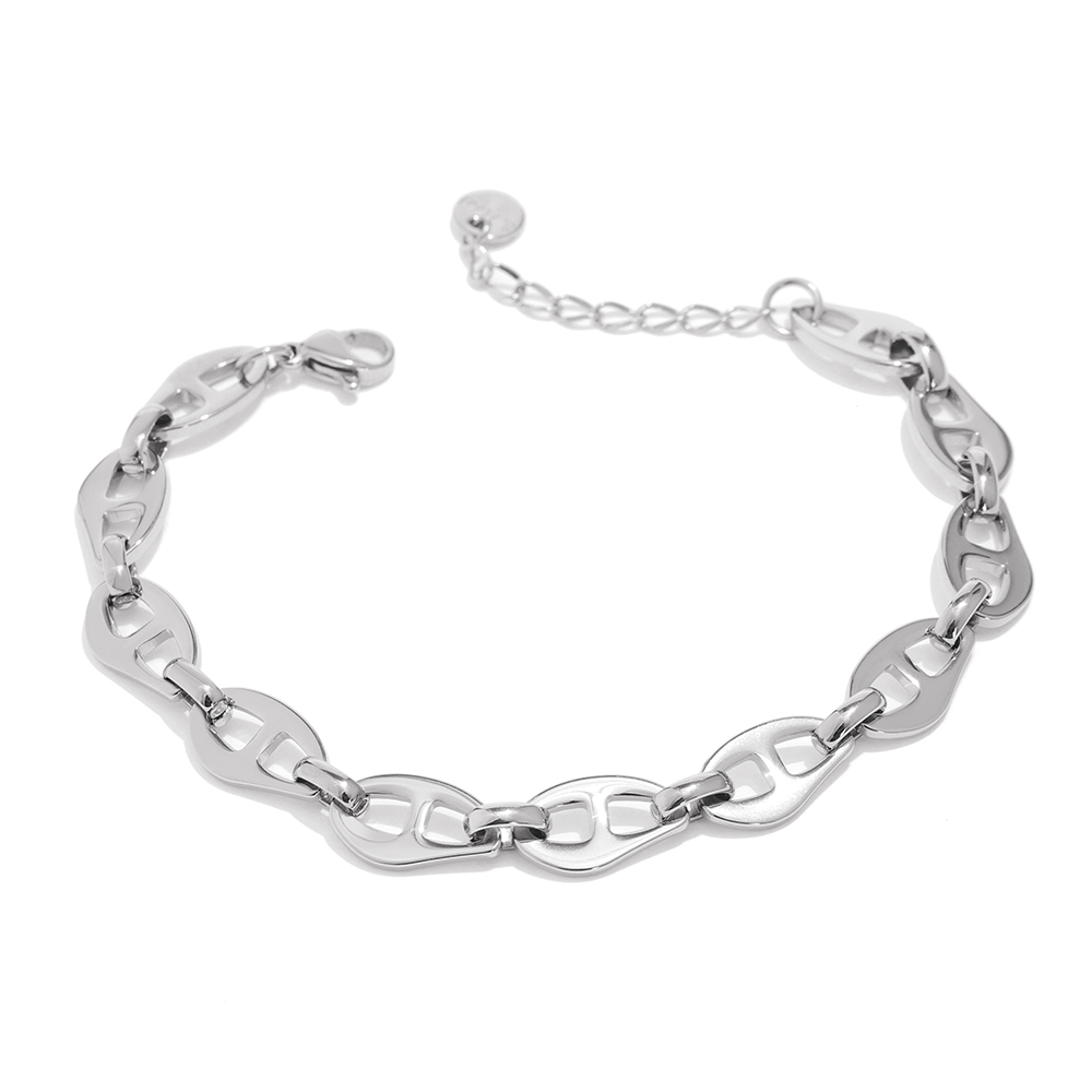 Yhpup 316l colar de corrente de aço inoxidável para as mulheres statement metal textura colar de colar grosso à prova dwaterproof água jóias presente: 1137 Bracelet Steel