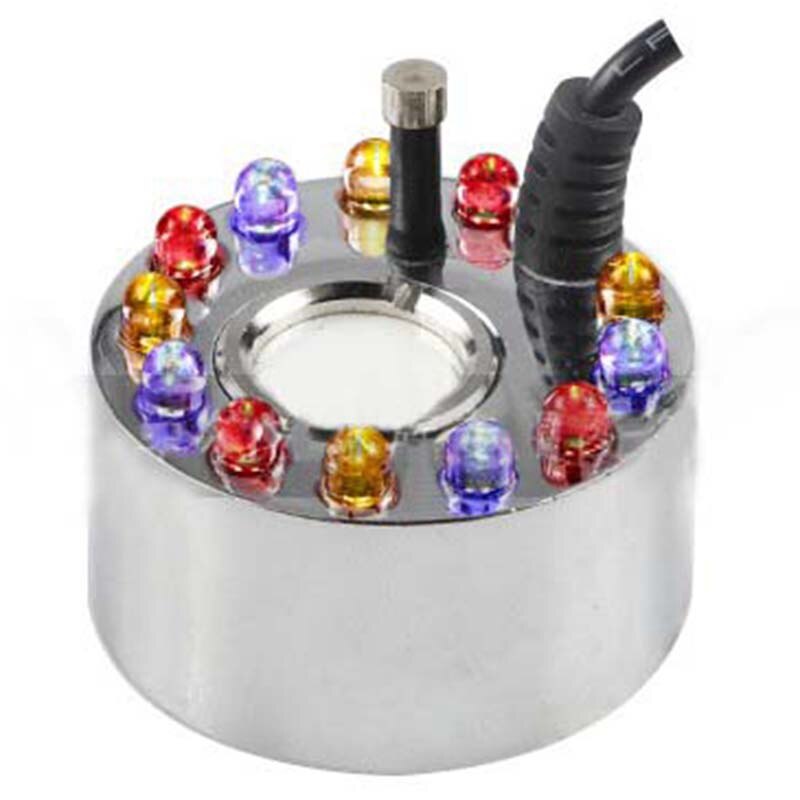 ABRA-24V Color Changing Ultrasonic Mist Maker Fogger Water Fountain Pond Atomizer Air Humidifier 12 LED with Adapter