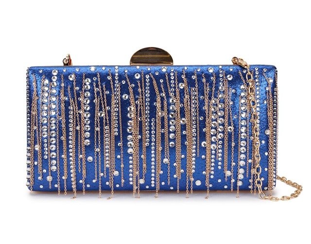 Luxus Quaste Diamant Pu Frauen Party Abend Tasche Kupplung Tasche Schulter Tasche Crossbody Mini Tasche Weibliche Handtasche Geldbörse: Blau