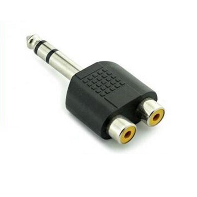 10 stks 6.5mm audio plug naar RCA dubbele socket 6.5 Stereo Microfoon Adapter