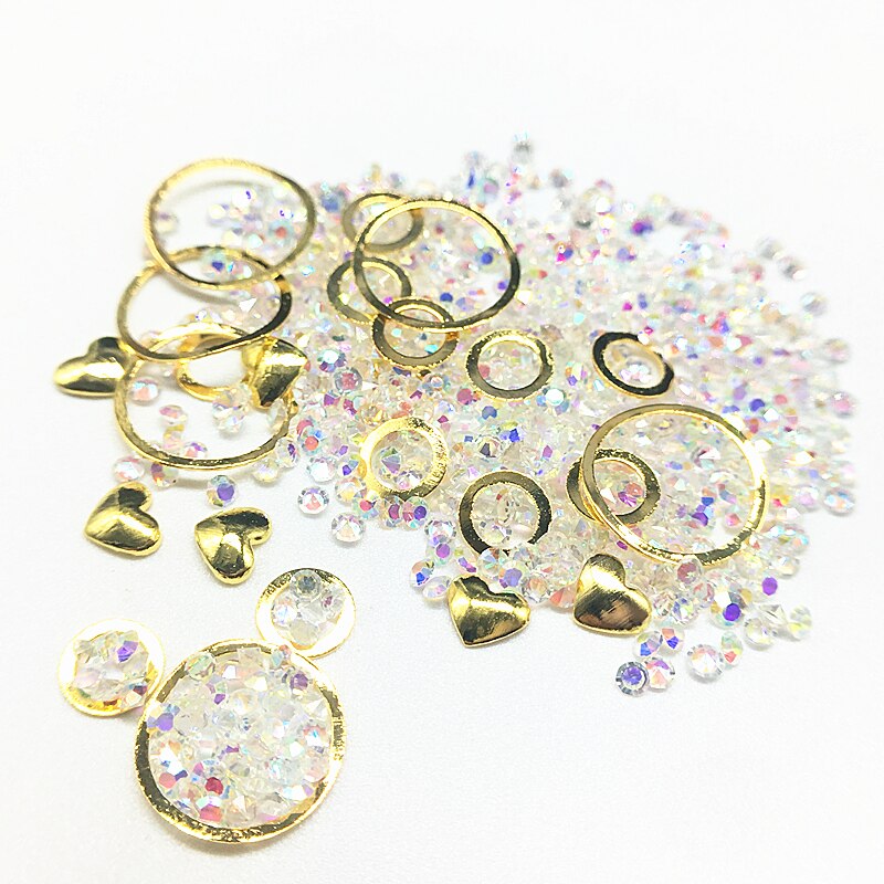 1 doos muis metaal 3d nageldecoraties gedroogde bloemen bedels dieren nagel paillette hart accessoires schelp manicure japans