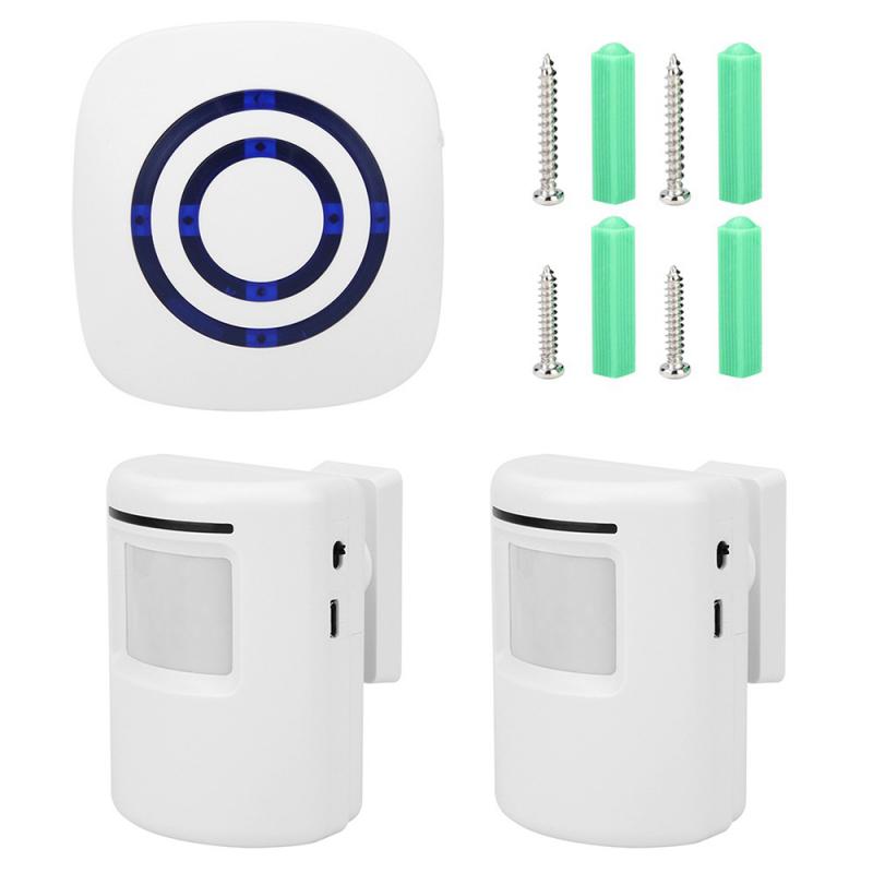 Smart Door Bell Chime Wireless Intelligent Sensor Digital Infrared Human Body Sensor Split Reminder Waterproof Door Bell Alarm: bound 2 / EU plug 